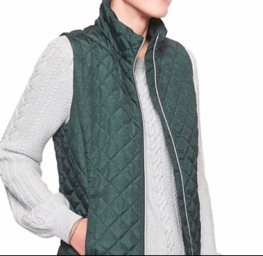 Banana Republic Quilted Vest Puffer Galactic Green Size Small